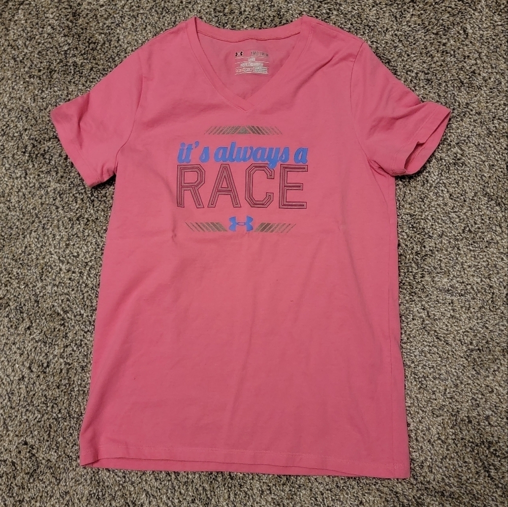 Girls Its Always a Race V Neck Shirt